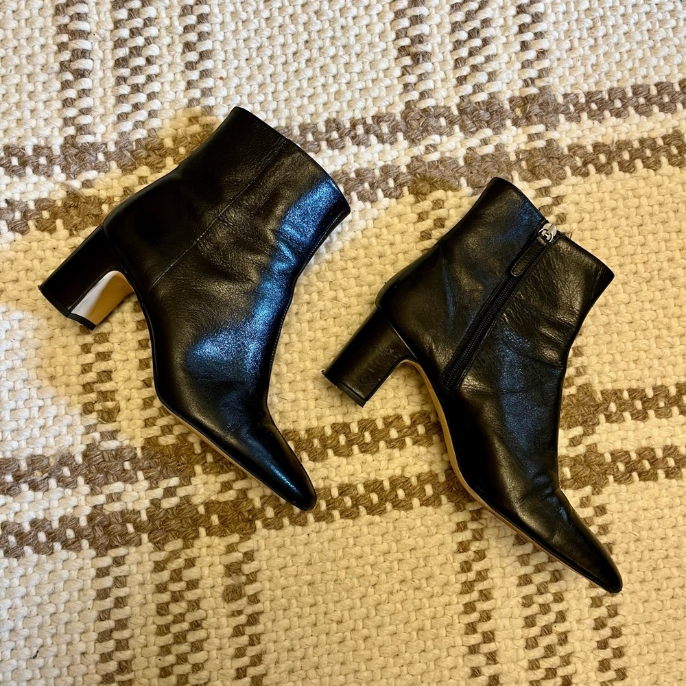 Zara Glossy Black Ankle Booties